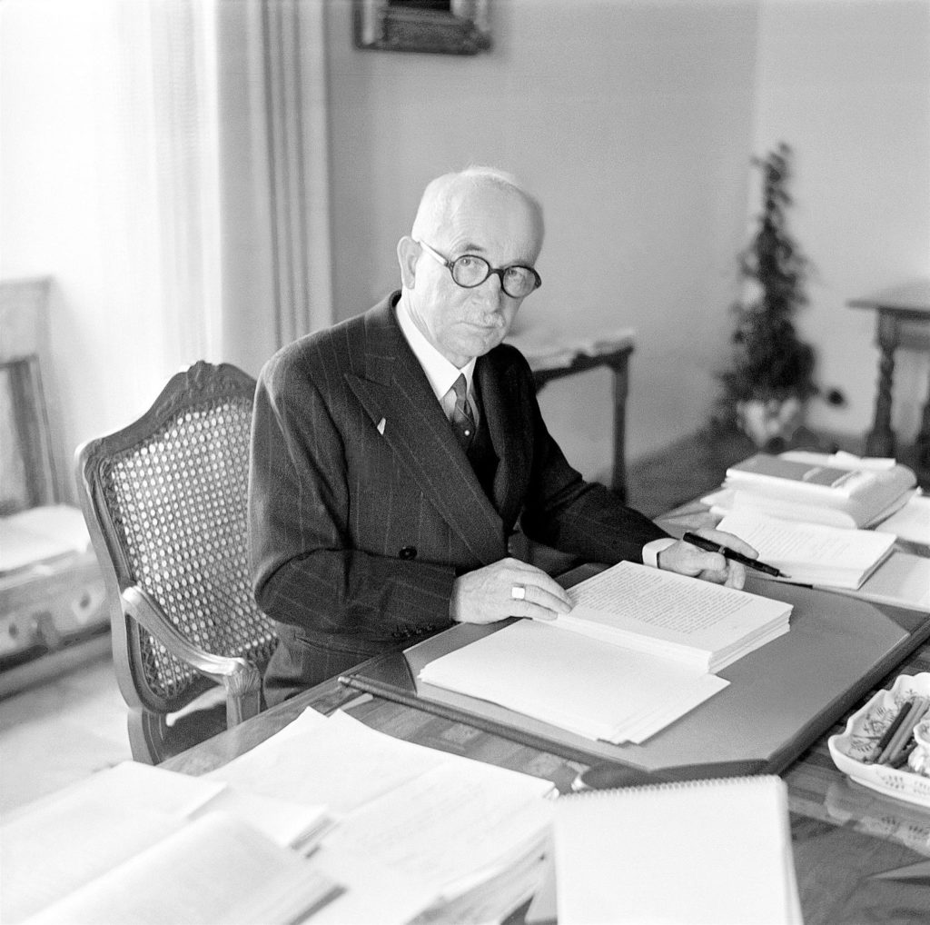 Eduard Benes seated at his desk