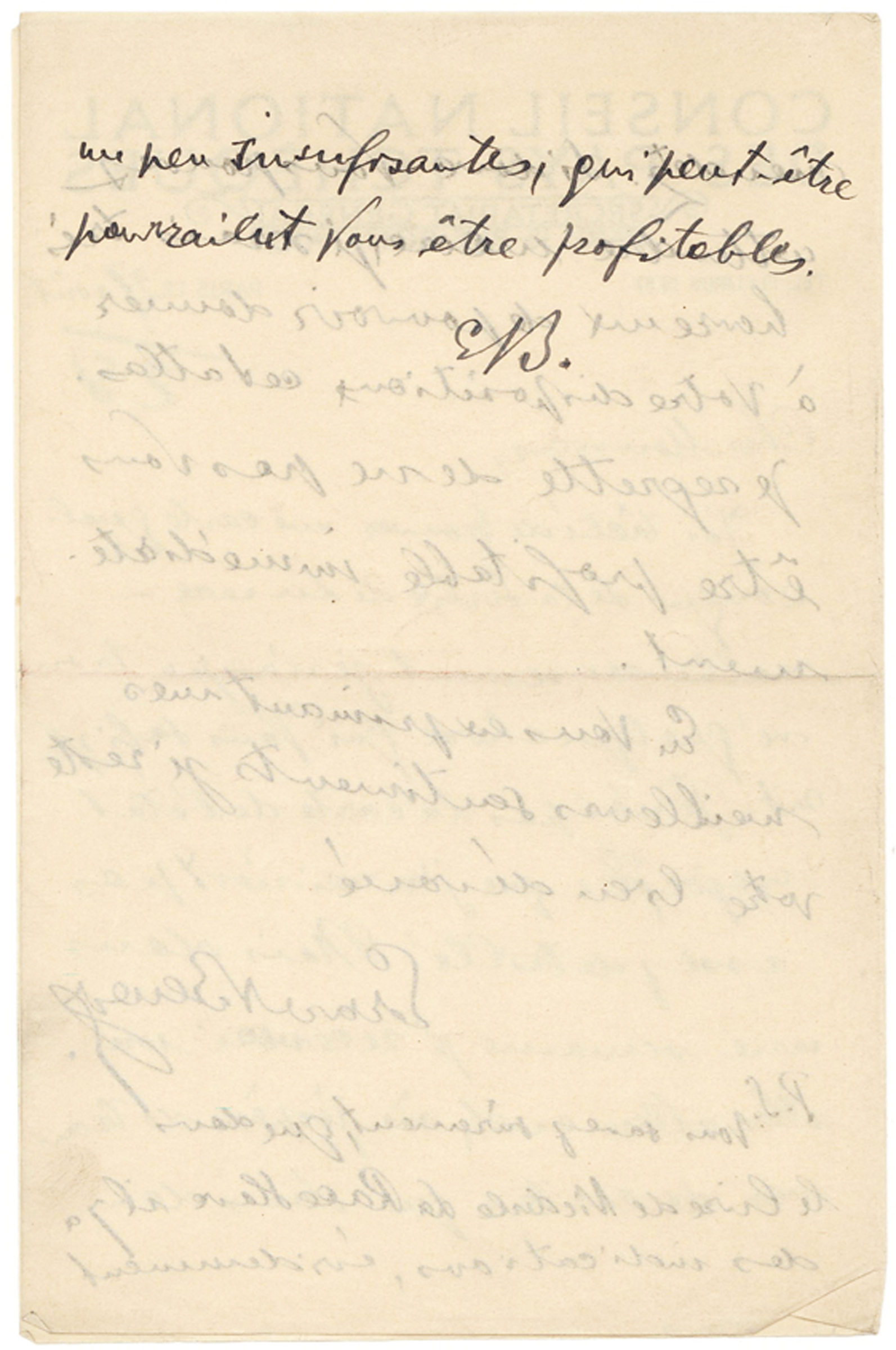 Autograph Letter Signed from Paris Where the Future Czech President Sought Support for the Czech Independence Movement