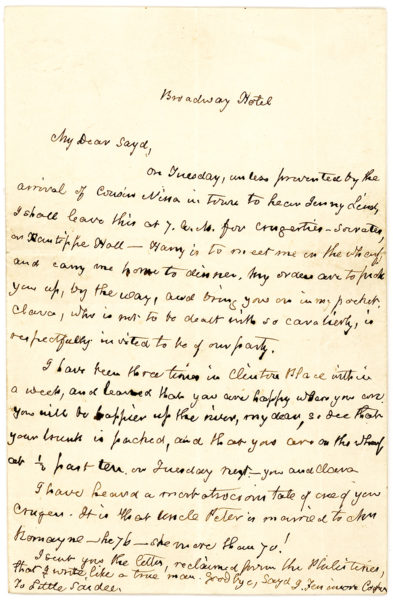 Autograph Letter about Being Refunded for his Investments in Cotton and Lands in the Western United States