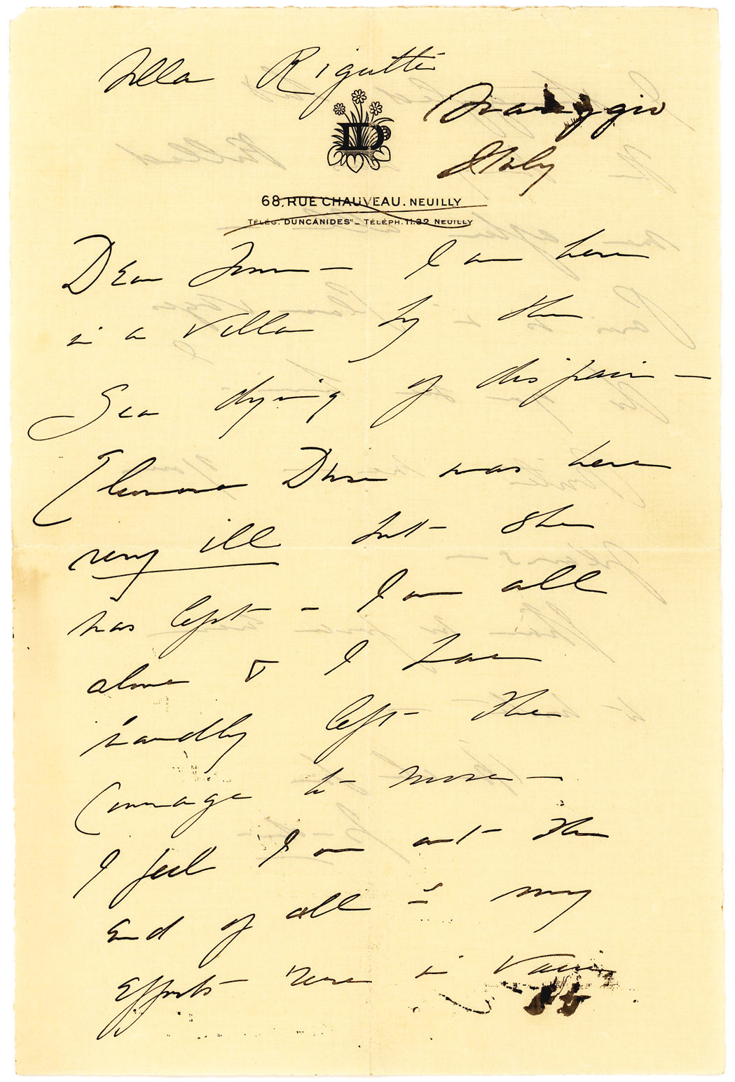 Autograph Letter Signed Mourning the Tragic Death of Her Two Children: “I feel I am at the end of all… I struggled but the thing has killed me after all… I am… dying of despair”