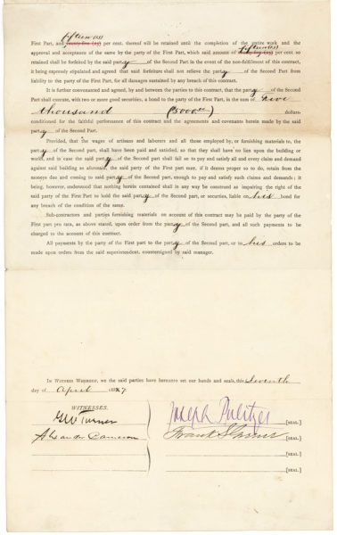 Signed Document Selling Connecticut Property to Wealthy Hotchkiss Family