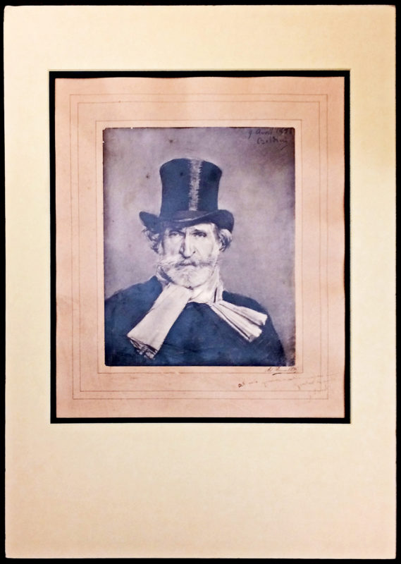 20827Huge “Boldini” Portrait by Adolphe Braun Inscribed by Giuseppe Verdi to His Publisher Giulio Ricordi