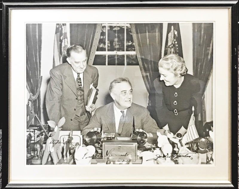 31118Oversize Photograph of the President Flanked by His Press Secretary and His Longtime Private Secretary, Companion and Possible Mistress Marguerite “Missy” LeHand