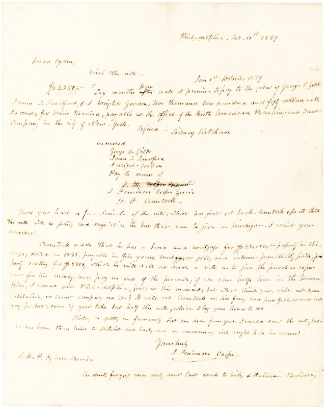 31522Autograph Letter about Being Refunded for his Investments in Cotton and Lands in the Western United States