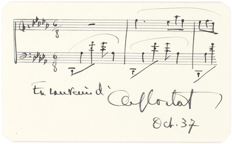 33315Autograph Musical Quotation of a Work by Chopin, Signed by the French-Swiss Pianist and Conductor Known for his Interpretation of the Romantic Composers