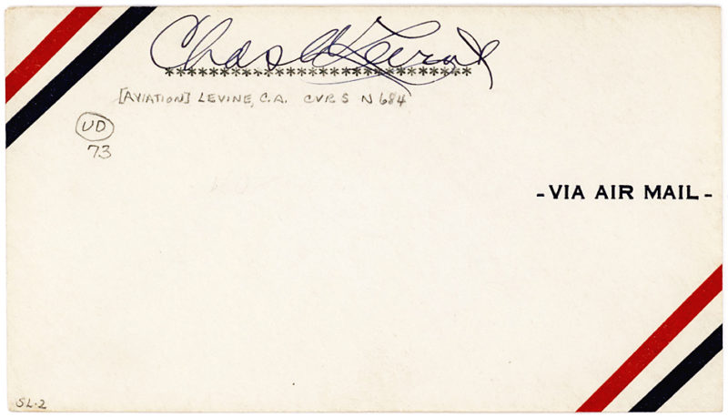 33659Signed Airmail Envelope from the Very First Airplane Passenger on a Trans-Atlantic Flight