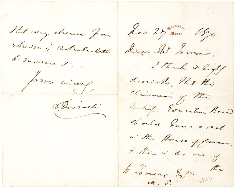 Disraeli letter