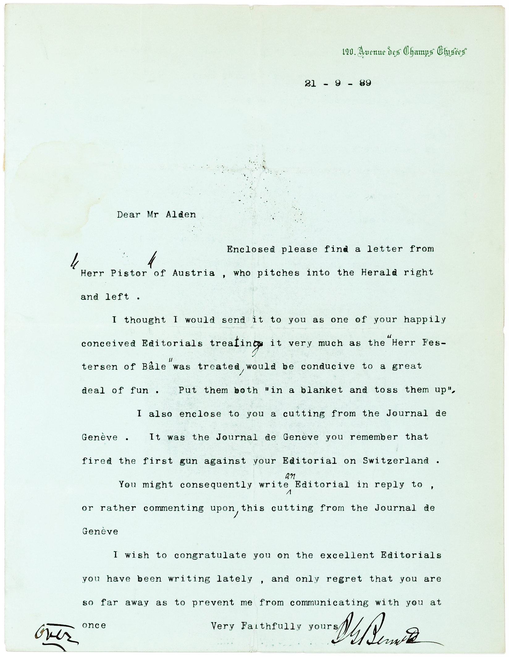 Rare Letter by the Editor Who Sent Stanley in Search of Livingstone