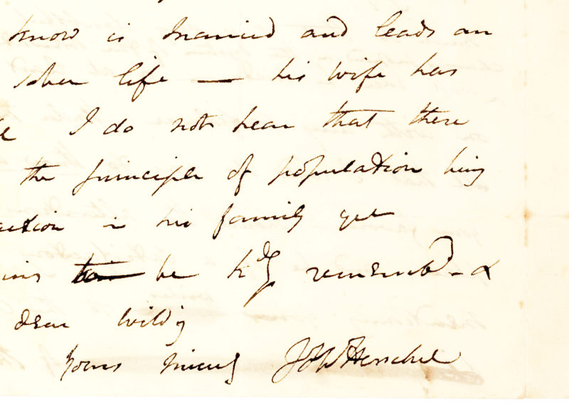 37001Autograph Letter from the English Polymath, Astronomer and Photography Pioneer, Mentioning Digital Computer Pioneer Charles Babbage