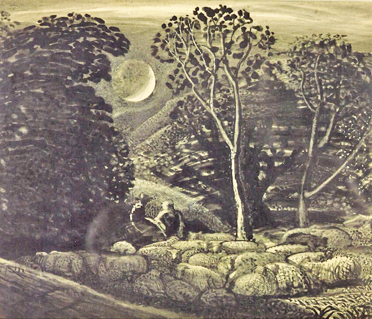 Palmer’s Moonlight, a Landscape with Sheep, c. 1831-1833
