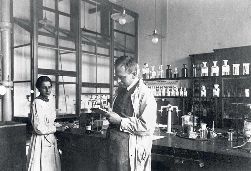 Otto Hahn in his laboratory