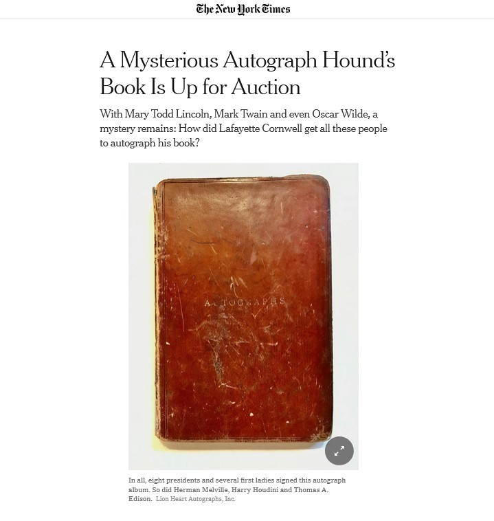 NYT story with autograph album