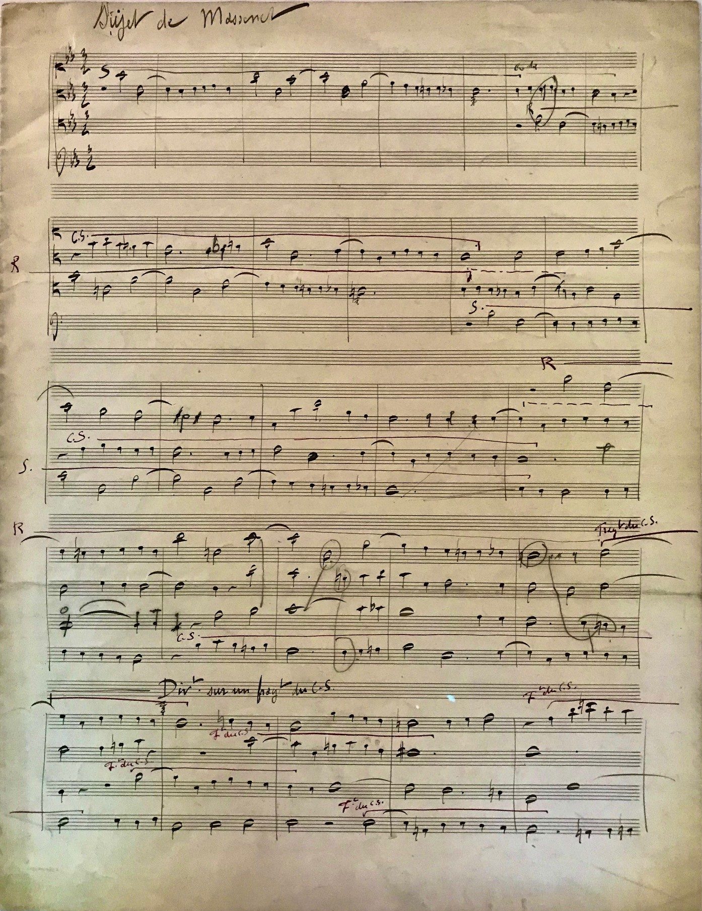Ravel Autograph Musical Ms. on a “Subject” by Massenet & a Minor Thought on Beethoven