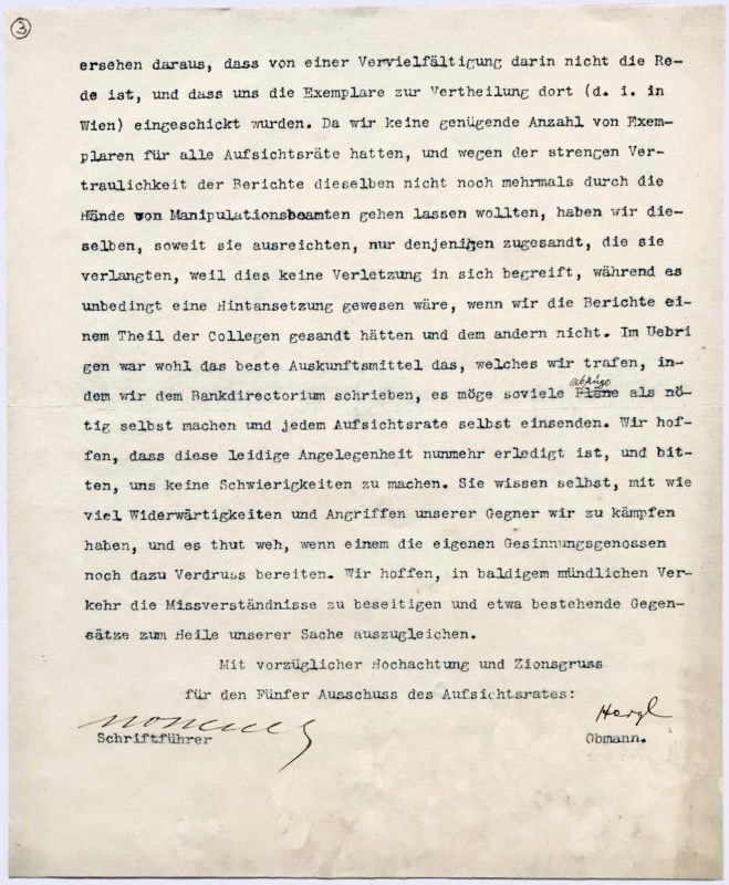 Herzl Signed Circular Regarding the Establishment of the Jewish Colonial Bank in London