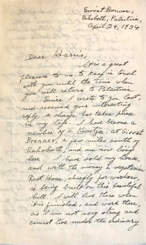 Rare Letter by American Zionist, Jessie Sampter: “I am not very strong and cannot live under the ordinary conditions of Kevitza life”