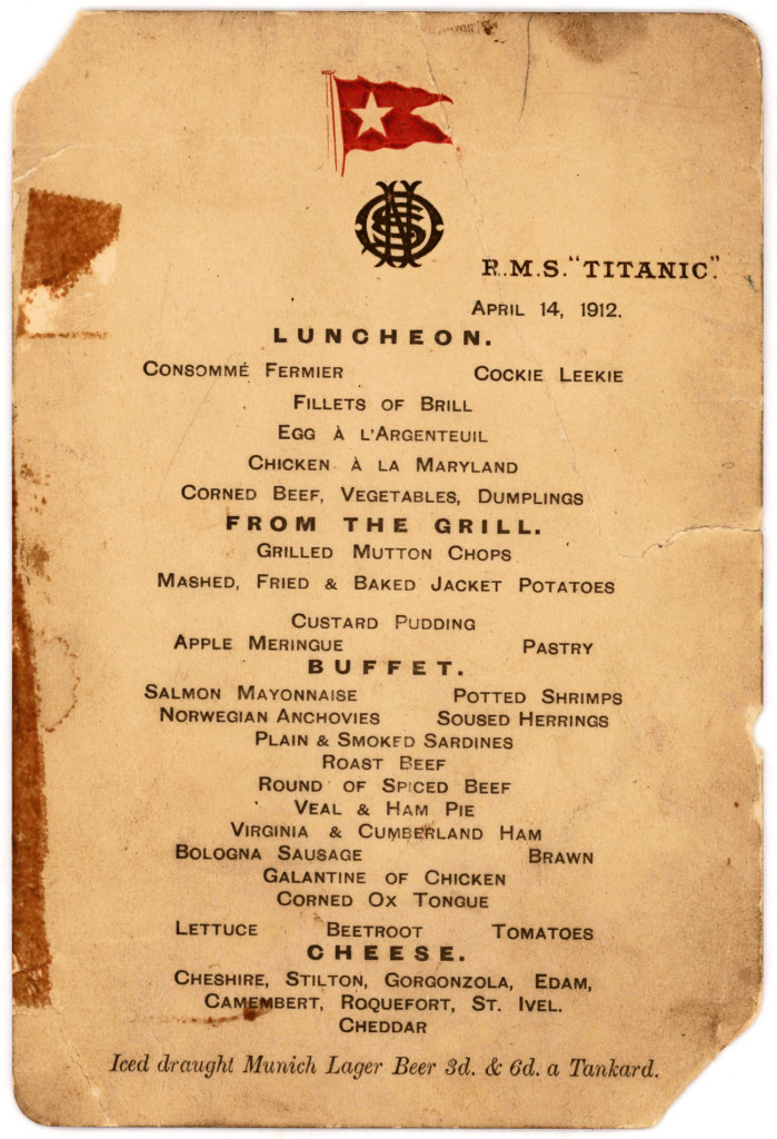 Titanic menu