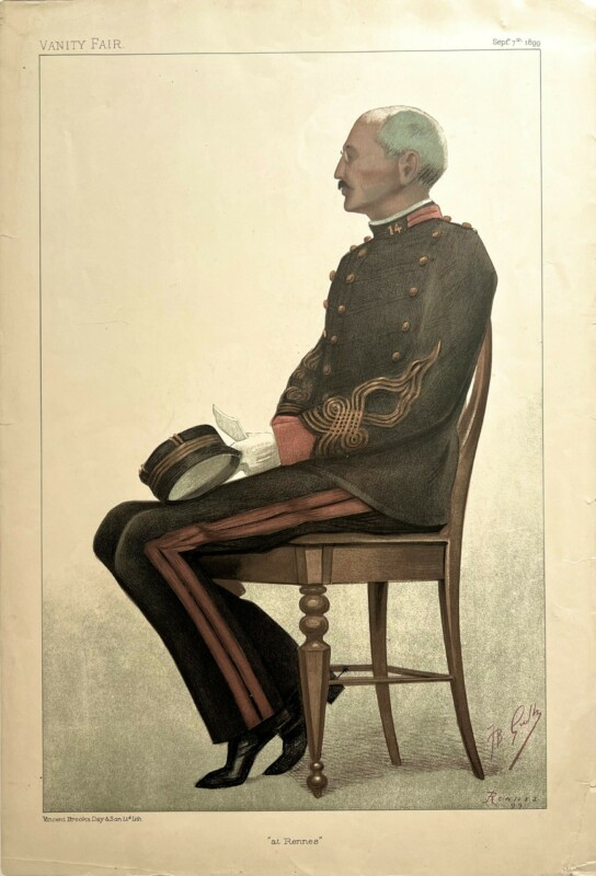 40076Courtroom Sketch of Dreyfus on Trial at Rennes with Similar Vanity Fair Portrait