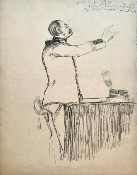 Unpublished Courtroom Sketch of Journalist Séverine, “the High Priestess of Dreyfusism”