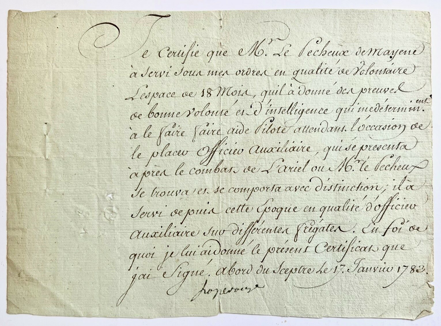 Rare Document Signed by France’s Great Explorer of the Pacific Ocean
