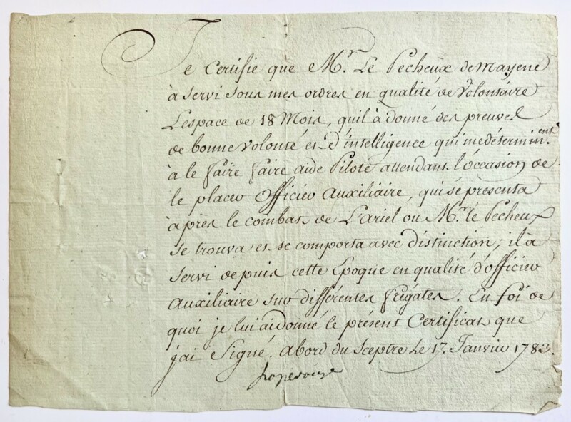 40493Rare Document Signed by France’s Great Explorer of the Pacific Ocean