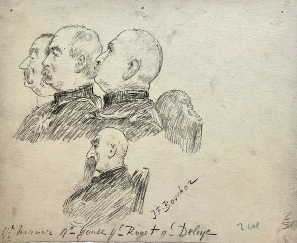 Courtroom Sketch of a Hero and a Villain of the Dreyfus Affair