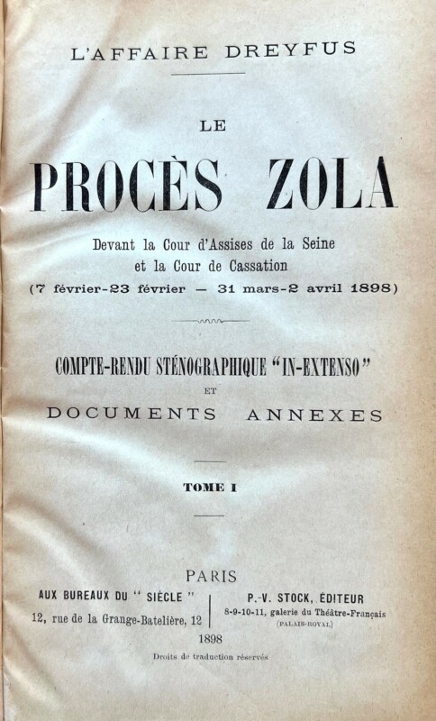 Zola’s Trial Transcripts Signed by Picquart and Clemenceau