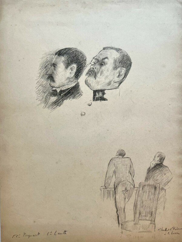 40363Courtroom Sketch of a Hero and a Villain of the Dreyfus Affair