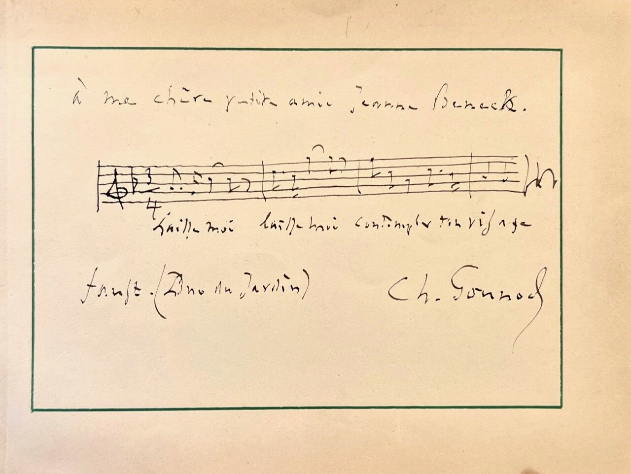 Beautiful Autograph Quotation from Gounod’s “Faust”