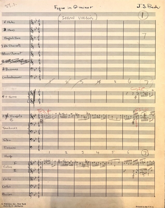 Unpublished Manuscript Transcription of  Bach’s “Fugue in G Minor”