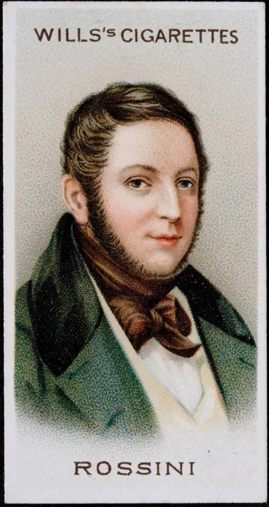 Cigarette card with Rossini portrait