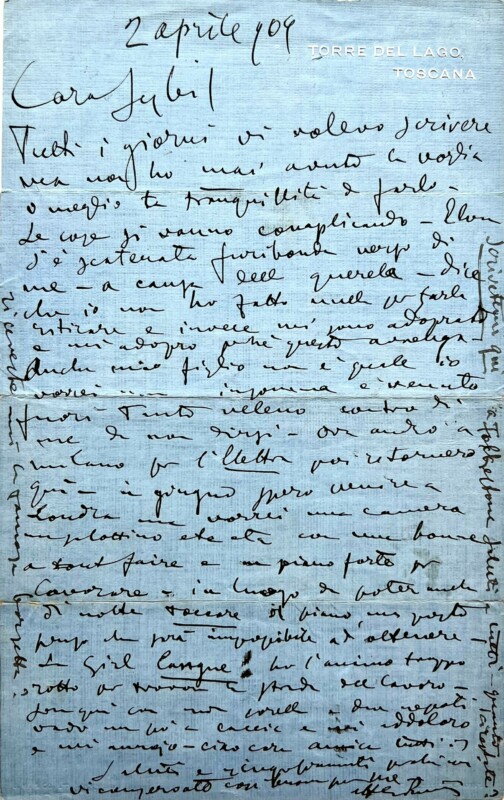 41496Puccini Writes During the Doria Scandal, Discussing His Attempts to Complete The Girl of the Golden West